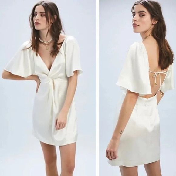 New! Free People Cream Holly Twisted Front Mini Dress nwot 22268 - Picture 1 of 11